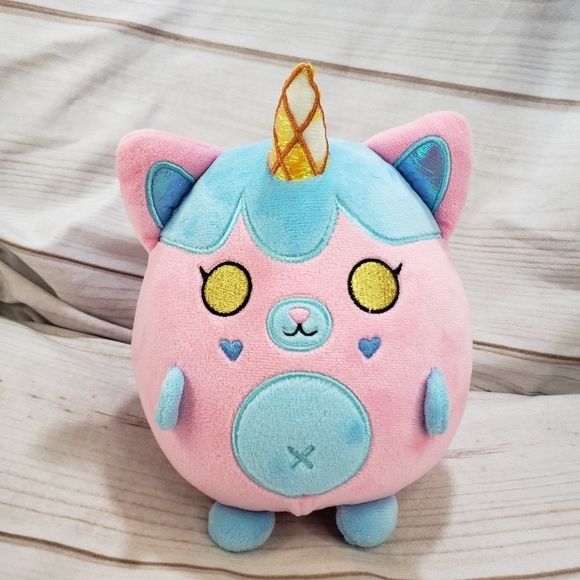 Krew District Funneh Rainbow Cat Unicorn Squish Plush Stuffed Toy Pink Blue 8" - Picture 1 of 10